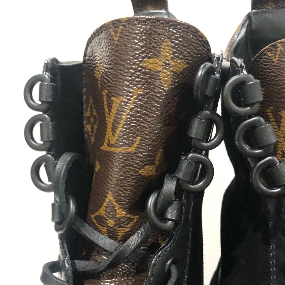 Authentic Louis Vuitton Laureate Leather Moto Combat Military Boots Booties 38 - Picture 4 of 15